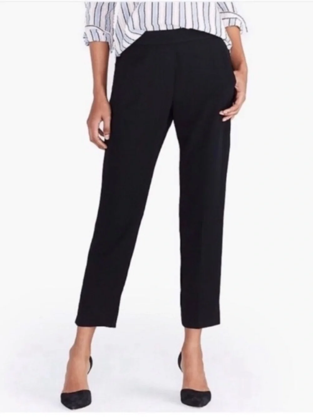 J. Crew Jamie Elastic Waist Pull-On Tapered Trouser Pant Minimalist Black 10 - Picture 10 of 10